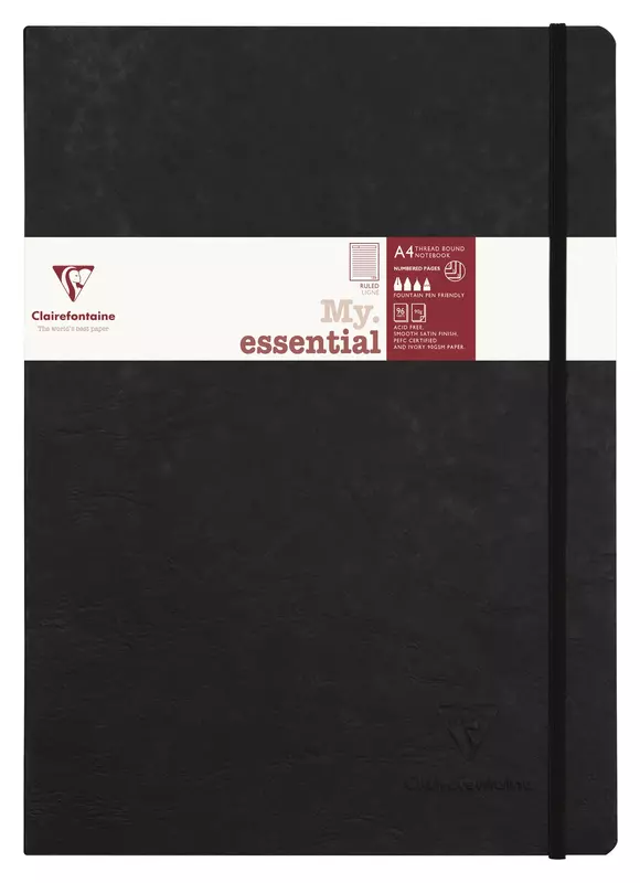 Clairefontaine Age Bag Essentials 90gsm Notebook 96p A4 Black Clairefontaine Age Bag Essentials 90gsm Notebook 96p A4 Black