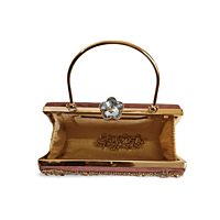 Rose Gold Crystal Embellished Clutch Bag with Chain Strap