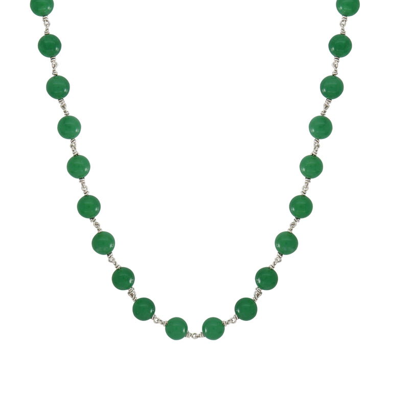 925 Sterling Silver Green Stone Mala