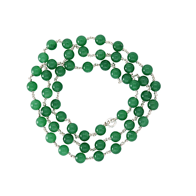 925 Sterling Silver Green Stone Mala