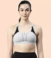 ENAMOR Medium Impact, Side Panel Shaping, Racer Back Women's Cotton Sports Bra - Padding with Removable Cups, Wirefree, High Coverage SB08