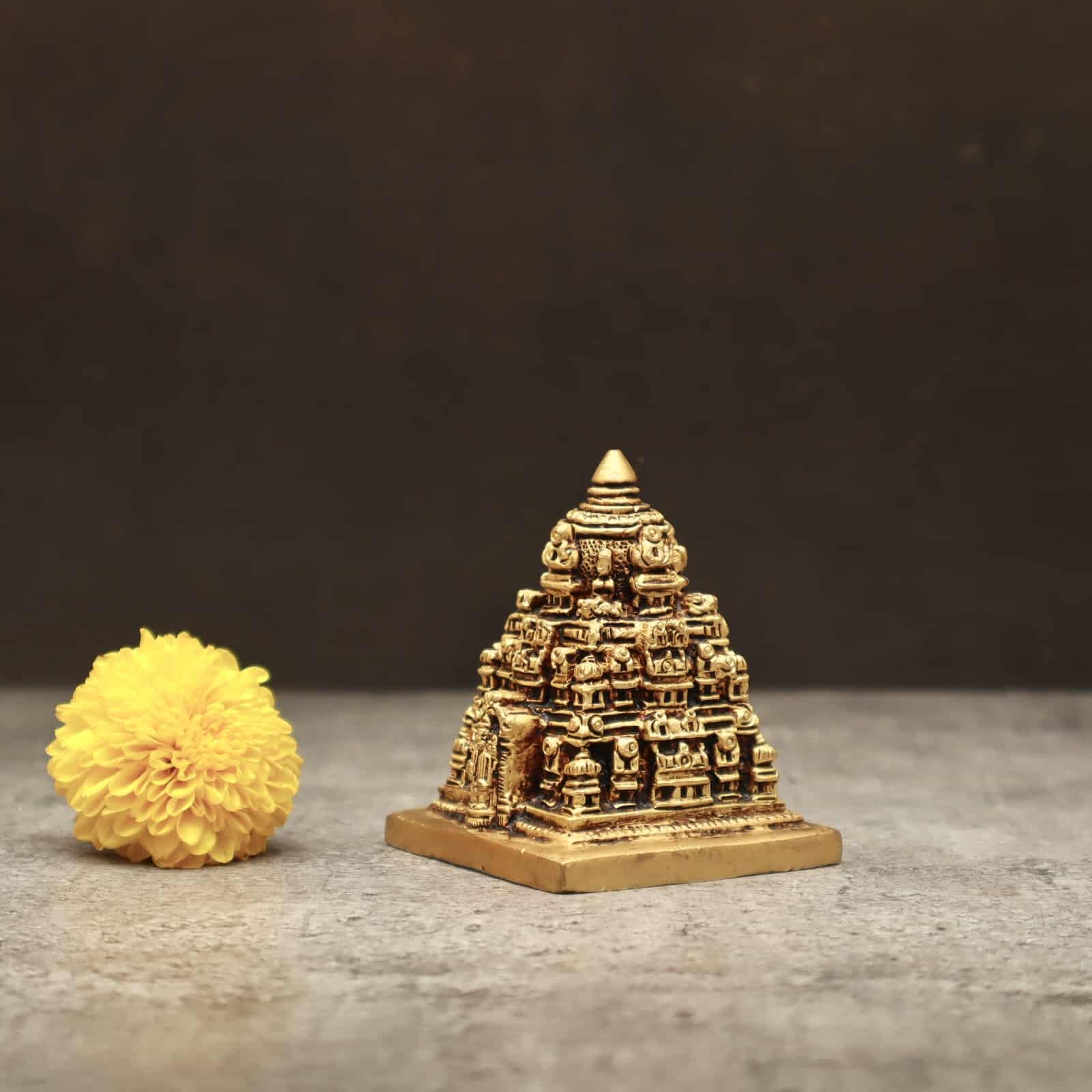 Brass Tirupathi Balaji Swarna Gopuram - 3.2 inch Height | Brass Idol of Tirupathi Balaji with Swarna Gopuram for Sacred Decor