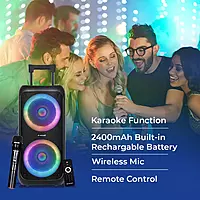 lapcare LAPSONIC III LPS‑333: 50 W powerful stereo with wireless mic, Bluetooth/Mic/USB/TF/FM support, LED lighting & remote control—ideal for parties