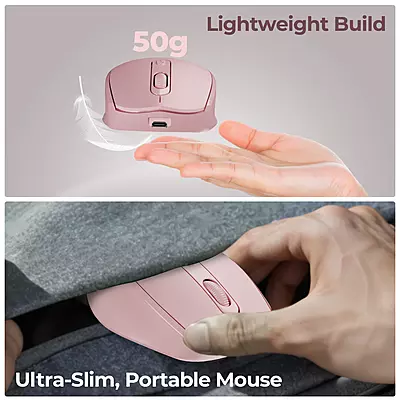 WIRELESS MOUSE FOXIN FLOW BT+2.4GHZ DPI (PINK)