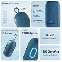 Ozzie LBS-102 10W Bluetooth Speaker – RGB Light | TWS Stereo | 8H Playtime | Blue