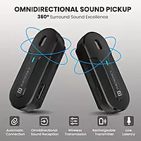 Vlogmate 2 Dual Wireless Microphone – Type-C & 8-Pin Receiver | Noise Cancellation | Charging Case