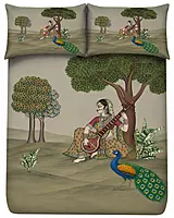 Peacock 7D Digital Print Bedsheet Soft, Stylish & Premium Quality Bed Sheet King-225 x 250 CM)