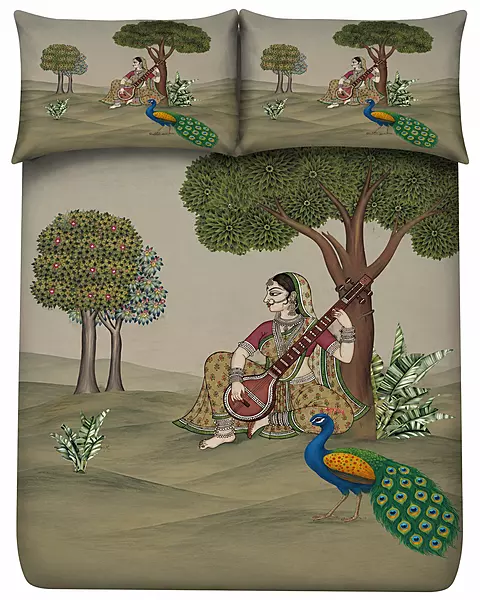 Peacock 7D Digital Print Bedsheet Soft, Stylish & Premium Quality Bed Sheet King-225 x 250 CM)