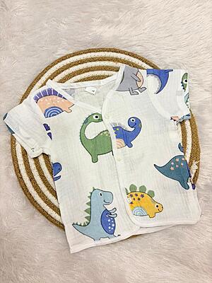 Premium Crinkled Muslin Cotton Jhabla (6-12Months) – With Sleeves