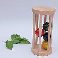 Wooden Rolling Rattle – Sensory & Motor Skill Development Toy for Infants