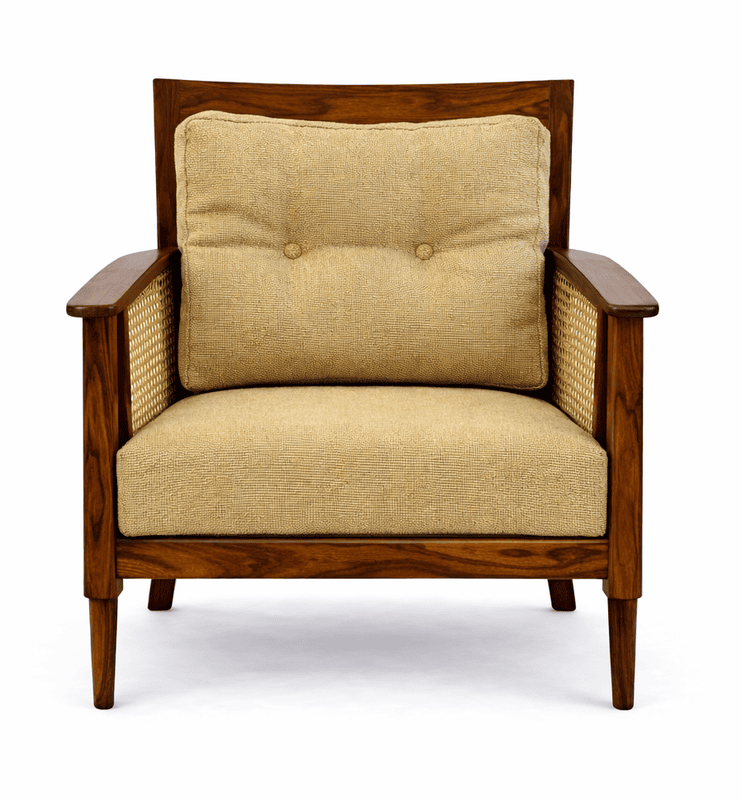 Pisces Solidwood Cane Room Accent Sofa Chair