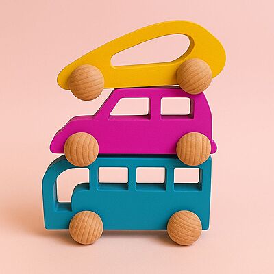 Wooden Vehicle Set - (Car, Bus, Jeep) Wooden Vehicle Set - (Car, Bus, Jeep)