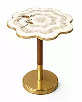 Carver Accent Peg Table Marble Inlay Top