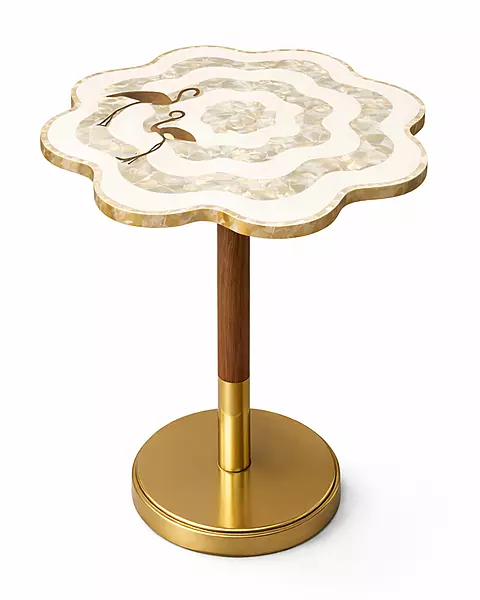 Carver Accent Peg Table Marble Inlay Top