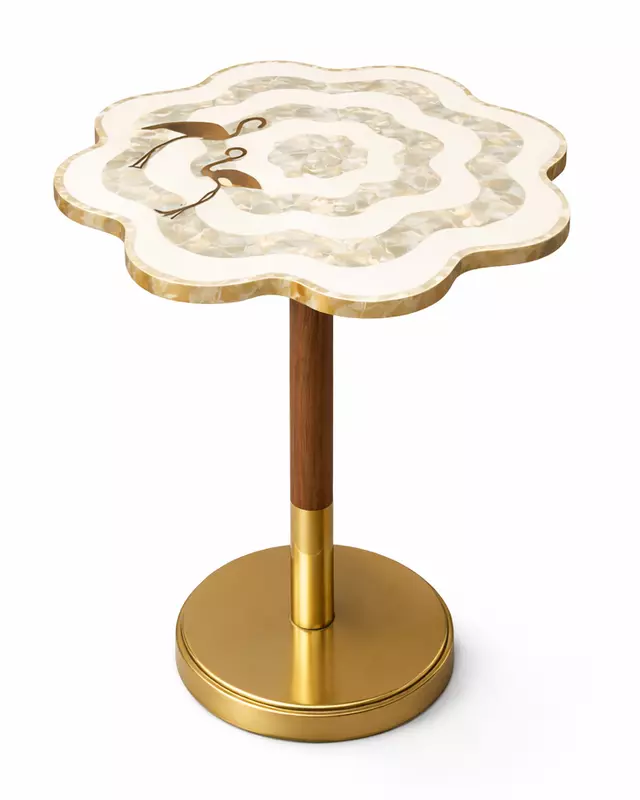 Carver Accent Peg Table Marble Inlay Top