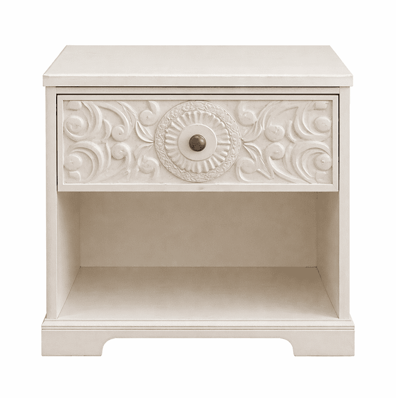 Alaya Carving Bedside Table Marble Top
