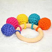 Rainbow Crochet Baby Teething Rattle – Multicolour