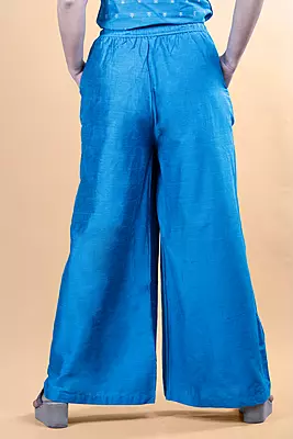 Women Flared Solid Palazzo - Blue