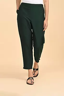Women's Ethnic Trousers - Dark Green