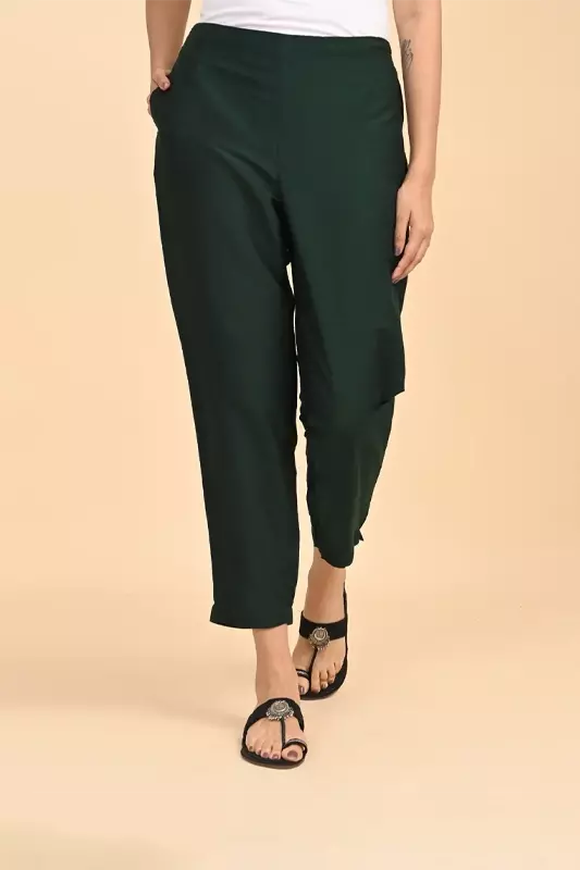 Women's Ethnic Trousers - Dark Green