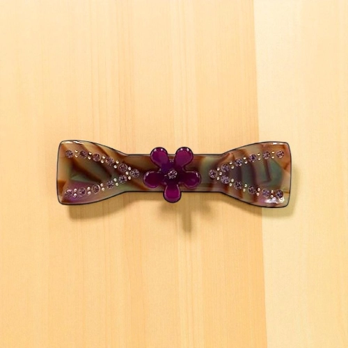 Acetate Hair Barrette with Floral Accent