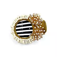 Chic Stripe Hair Claw Clip with Beaded Embellishments