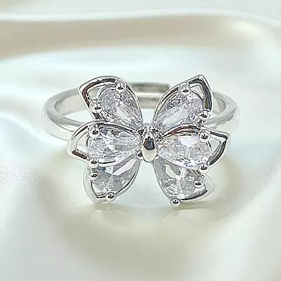 Elegant Butterfly Ring | Adjustable Silver-Plated Statement Jewelry