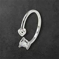 Heart Gemstone Adjustable Ring | Silver-Plated Statement Jewelry