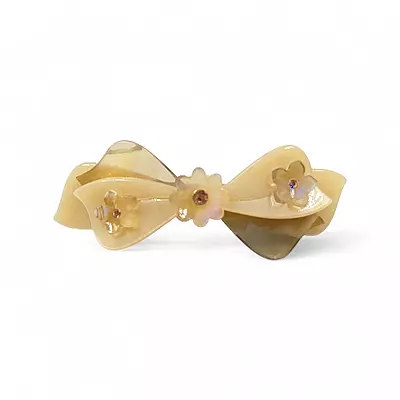 Elegant Creamy Ivory Bow Hair Barrette Clip for Women