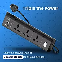 Portronics Power Plate II POR-671, 5A Electrical Universal Sockets and 3 USB Ports (Black) Portronics Power Plate II POR-671, 5A Electrical Universal Sockets and 3 USB Ports (Black)