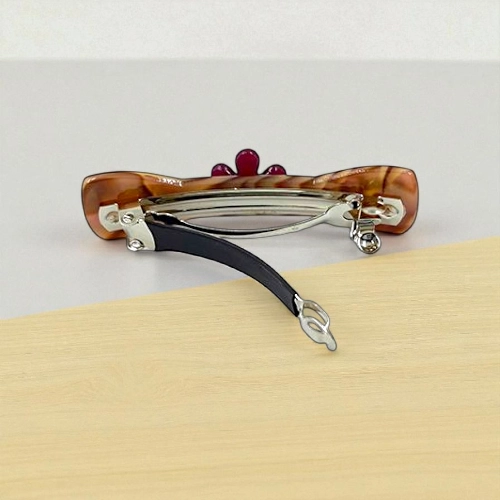 Acetate Hair Barrette with Floral Accent