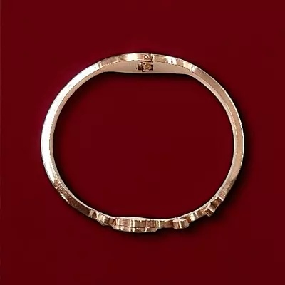 Dainty Floral Bangle with Black Enamel and Crystal