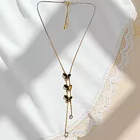 Butterfly Dangle Y-Shaped Necklace with Crystals