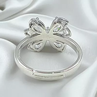 Elegant Butterfly Ring | Adjustable Silver-Plated Statement Jewelry