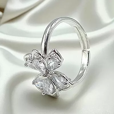 Elegant Butterfly Ring | Adjustable Silver-Plated Statement Jewelry