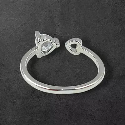 Heart Gemstone Adjustable Ring | Silver-Plated Statement Jewelry