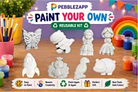 Reusable DIY Painting Kit for Kids | Dino, 2 Princess, Hippo, small peacock, small owl, Space astronaut & Butterfly - set of 8