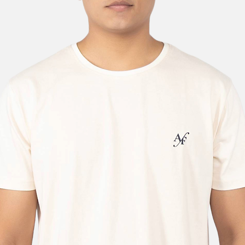 Men Alabaster Solid Crew Neck T-shirt