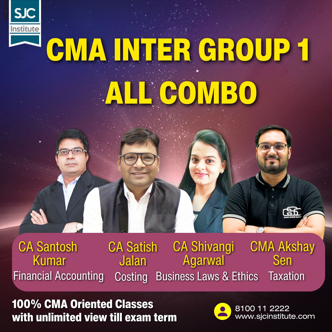 CMA Inter Group 1 All Combo (COST + BLE + TAX + FA) By CA Satish Jalan,CA Shivangi Agarwal,CMA Akshay Sen, CA Santosh Kumar