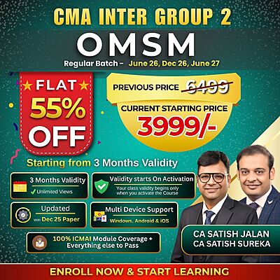 CMA Inter OM & SM (Group 2) By CA Satish Jalan & CA Satish Sureka CMA Inter OM & SM (Group 2) By CA Satish Jalan & CA Satish Sureka