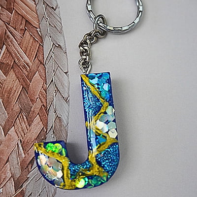 'J' ROYAL BLUE LETTER KEYCHAIN 'J' ROYAL BLUE LETTER KEYCHAIN