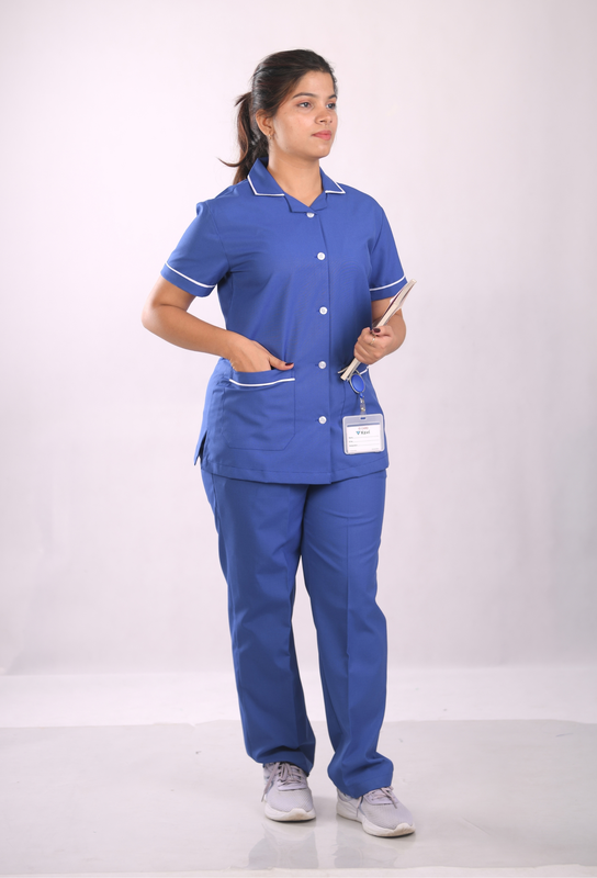 Ksvi Nurse Uniform L Collar Shirt & Pant ( Royal Blue )