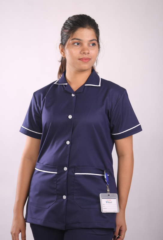 Ksvi Nurse Uniform L Collar Shirt & Pant ( Navy )