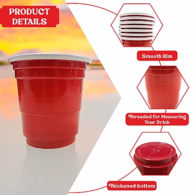 The Magic Balloons- Beer Pong Glasses Combo Pack 30pcs of 450ml Drinking Glasses and 30 Pieces of 60ml Red Shot Glasses for Bachelor Cocktails Holi Christmas and New Year Parties
