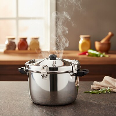 Express Stainless Steel Manual Rice Cooker with Steamer Basket Cooks up to