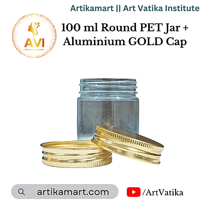 100 ml Round PET Jar + Aluminium GOLD Cap 100 ml Round PET Jar + Aluminium GOLD Cap