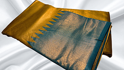 Butter Tissue Temple Design Saree - Mustard Butter Tissue Temple Design Saree - Mustard