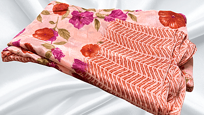 Turkey Silk Floral Saree - Light Orange