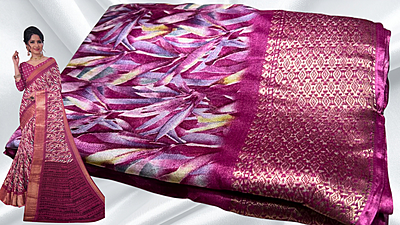 Silkina Dola Silk Jari Saree - Dark Plum Silkina Dola Silk Jari Saree - Dark Plum