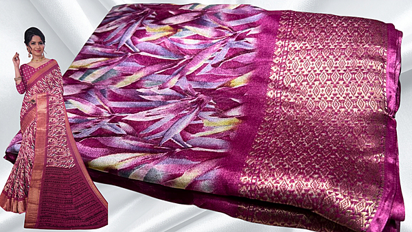 Silkina Dola Silk Jari Saree - Dark Plum